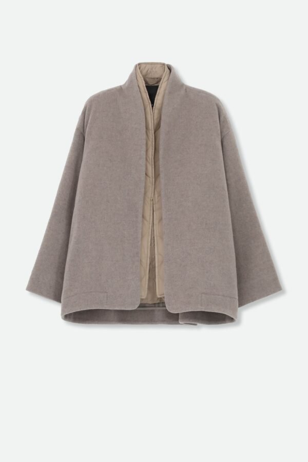 ELENA ITALIAN VIRGIN WOOL & GOOSE DOWN TWO PIECE COAT SET IN TAUPE - Image 4