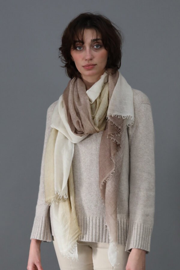 MELOR SAND BUFF SCARF IN HAND DYED CASHMERE - Image 2